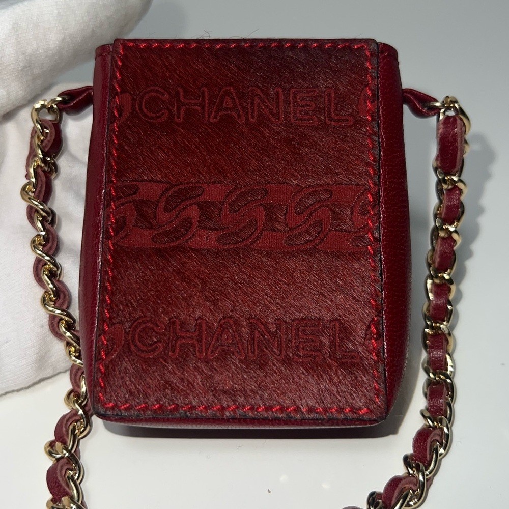 Chanel CC Logo Pony Hair Crossbody Cigarette Holder Case Bag Purse - Picture 4 of 13